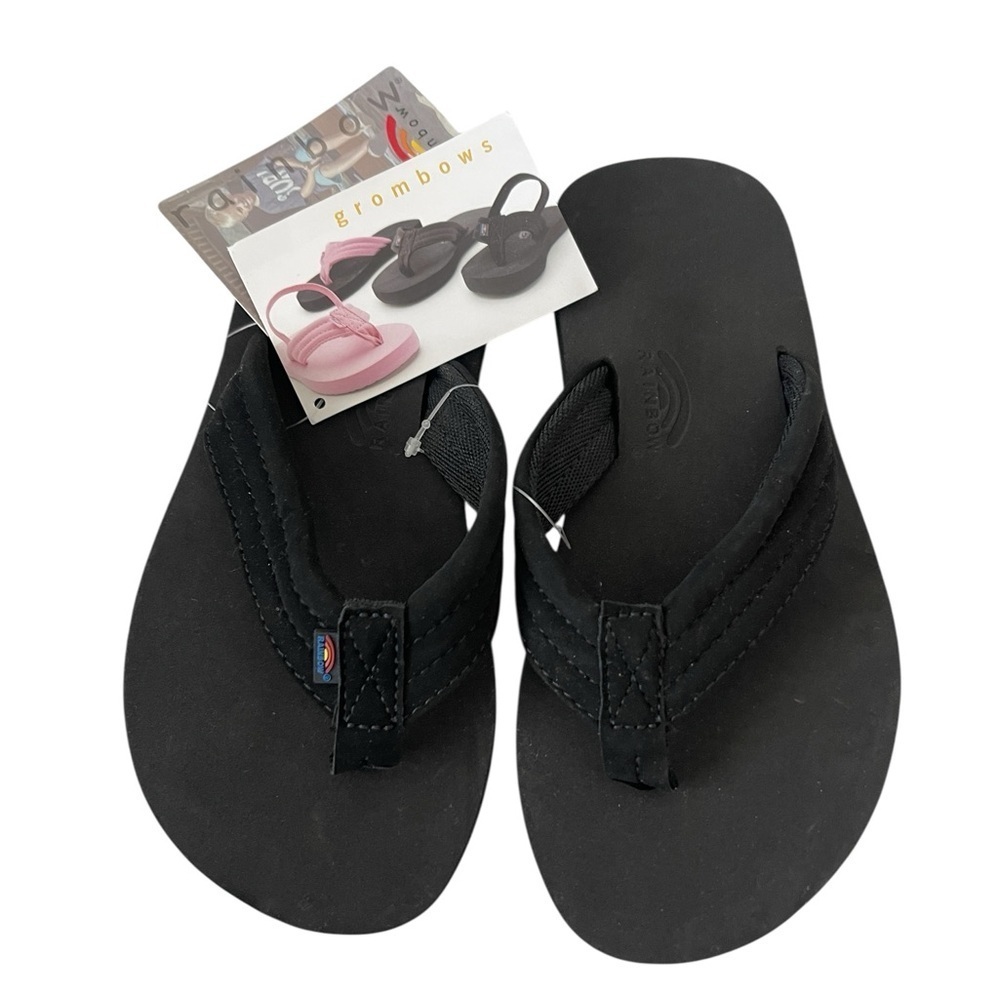 Rainbow Kids Sandals Black Flip Flops Size 2-3 Beach Vacation Summer NWT